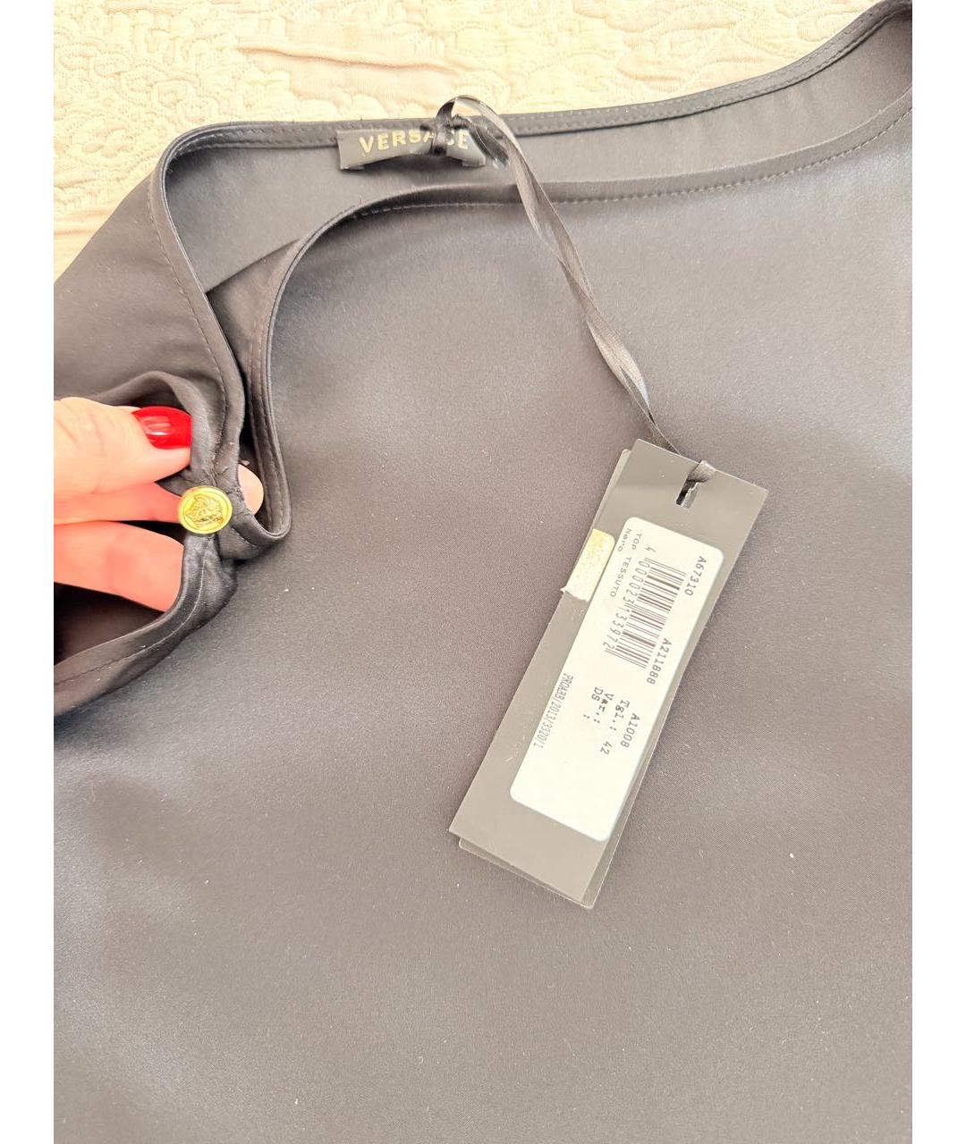 VERSACE Черная шелковая рубашка, фото 2