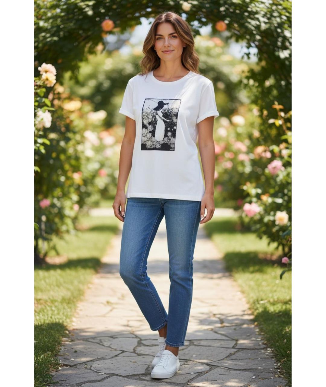 ESCADA Белая шелковая футболка, фото 6