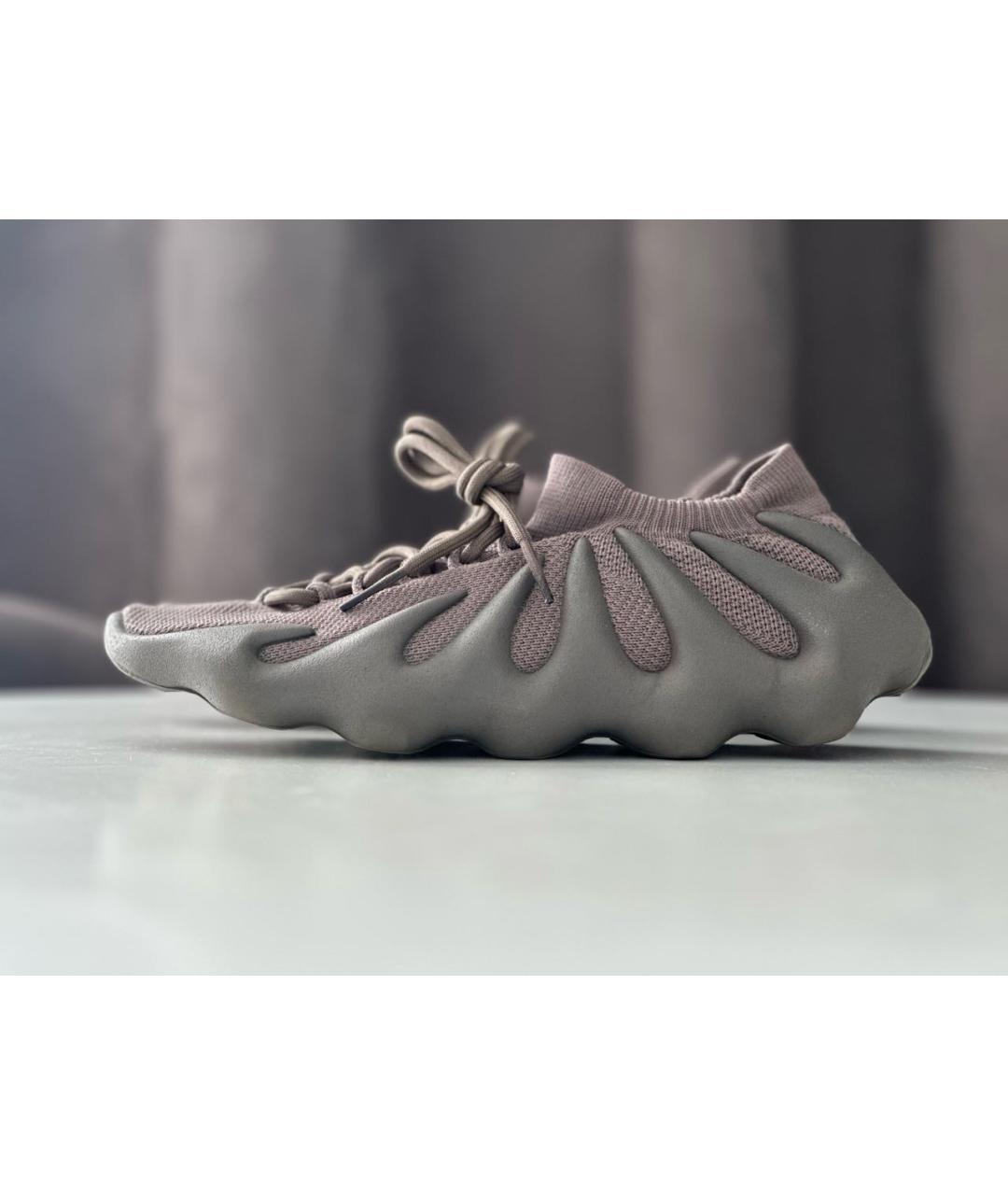 ADIDAS YEEZY Антрацитовые текстильные низкие кроссовки / кеды, фото 6