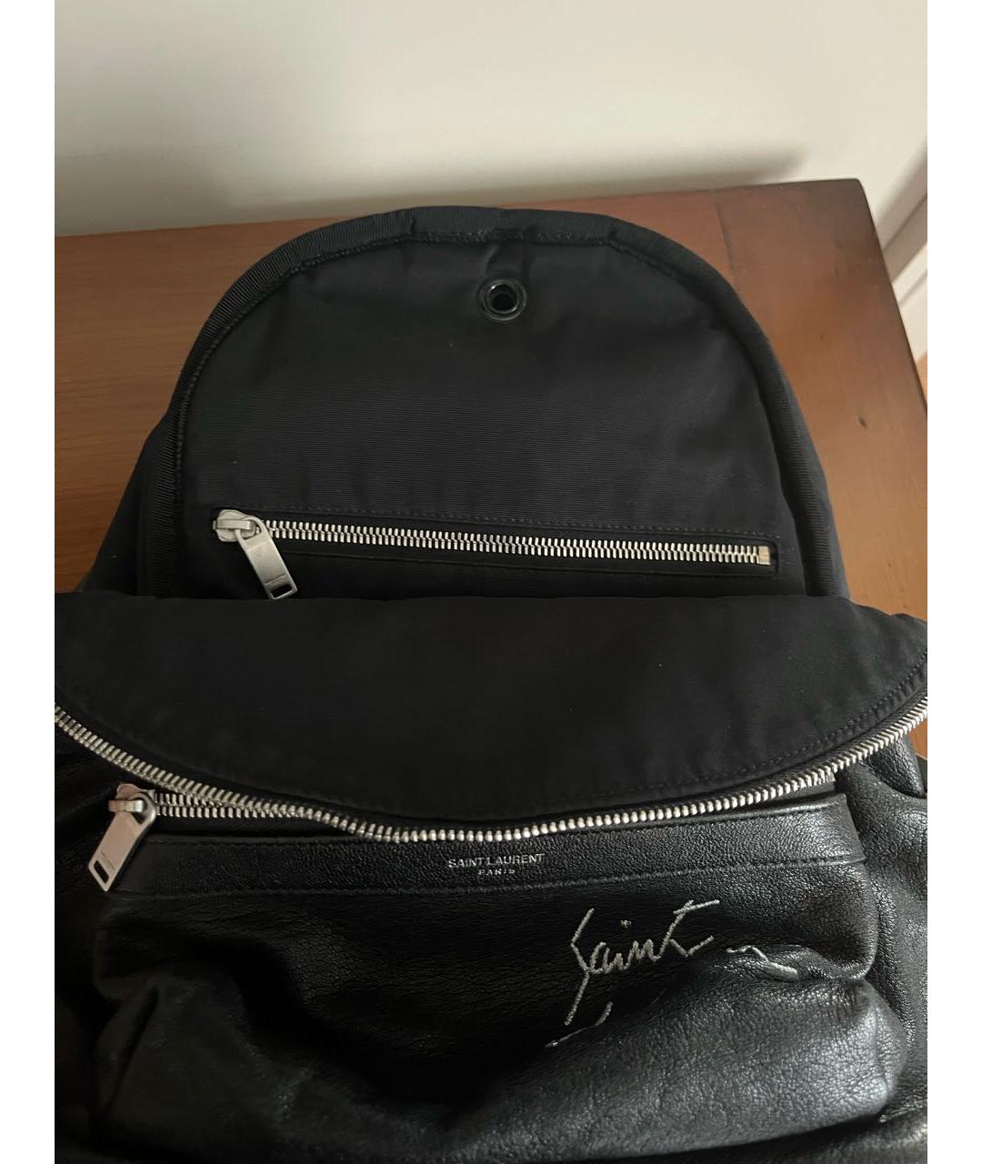 SAINT LAURENT Черный кожаный рюкзак, фото 5