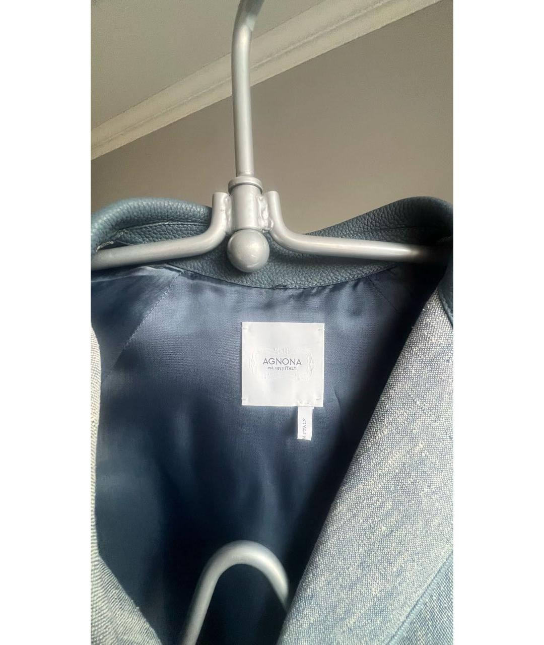 AGNONA Голубой льняной тренч/плащ, фото 3