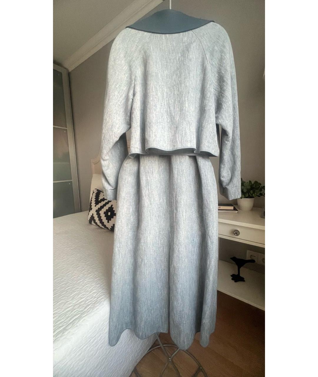 AGNONA Голубой льняной тренч/плащ, фото 2