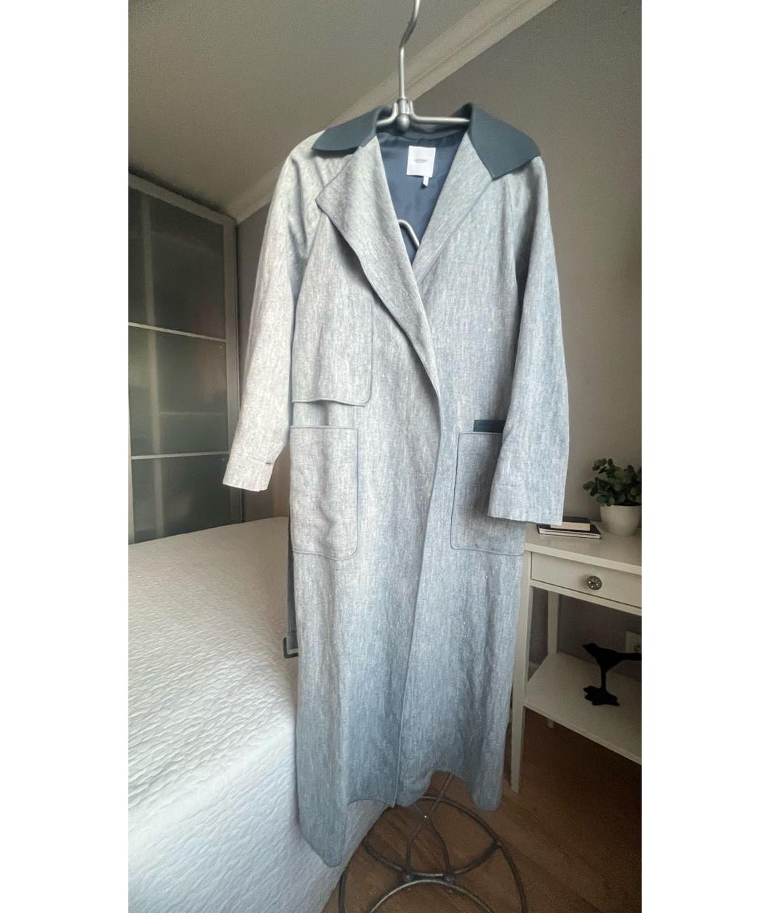 AGNONA Голубой льняной тренч/плащ, фото 4