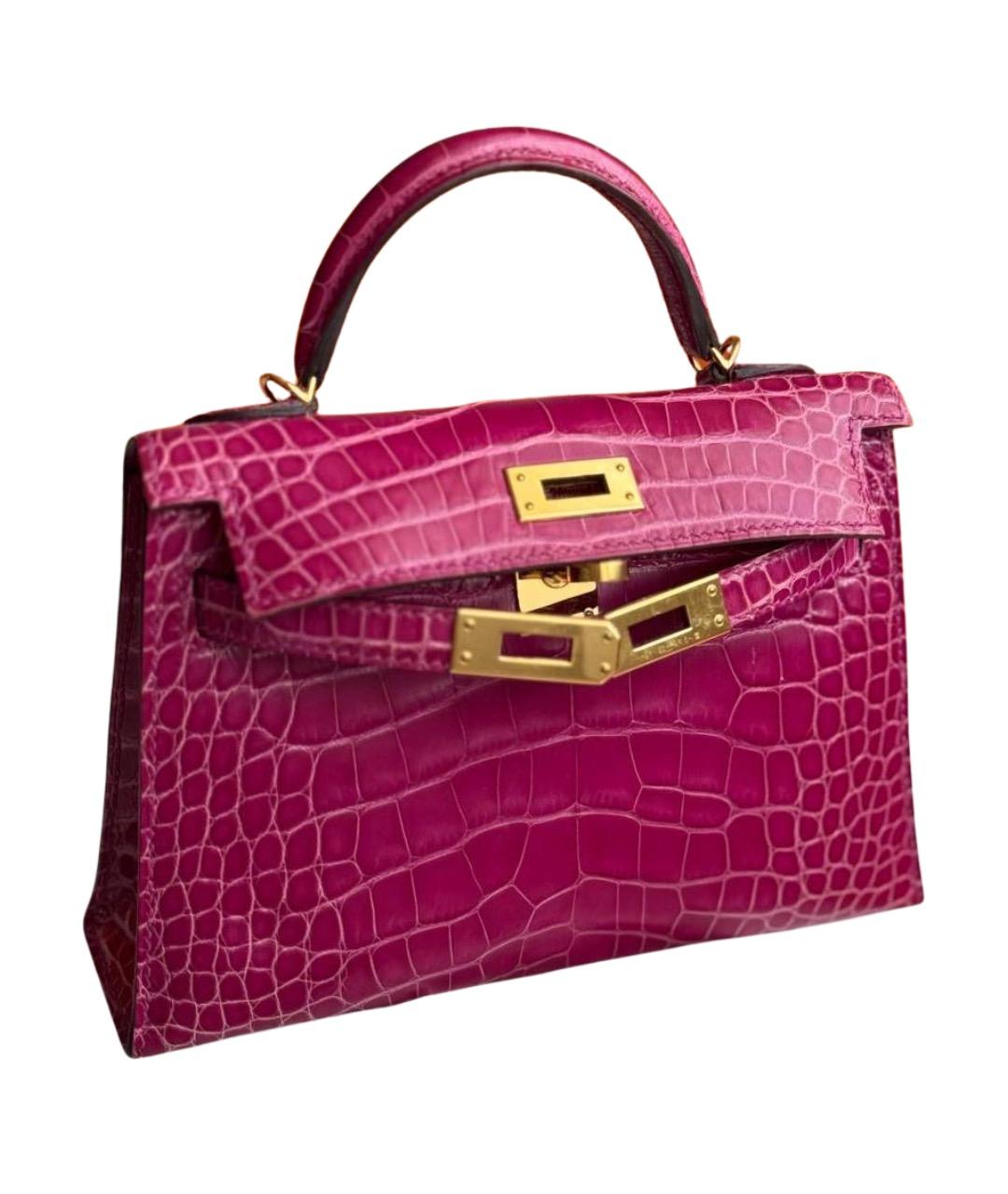 HERMES Розовая сумка через плечо из экзотической кожи, фото 1