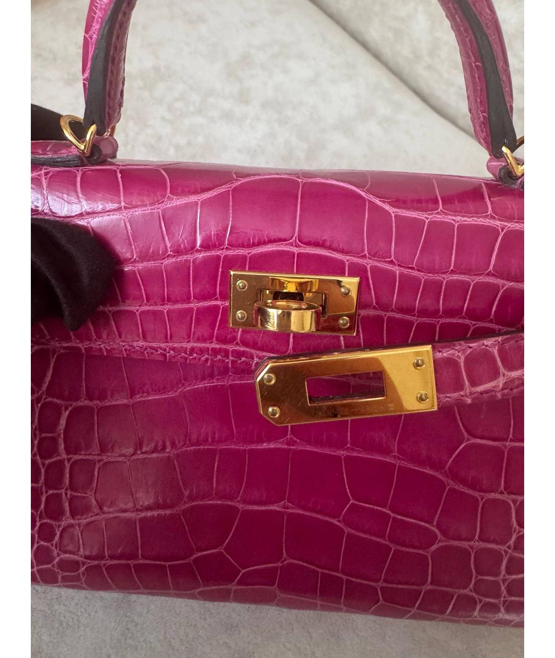 HERMES Розовая сумка через плечо из экзотической кожи, фото 6