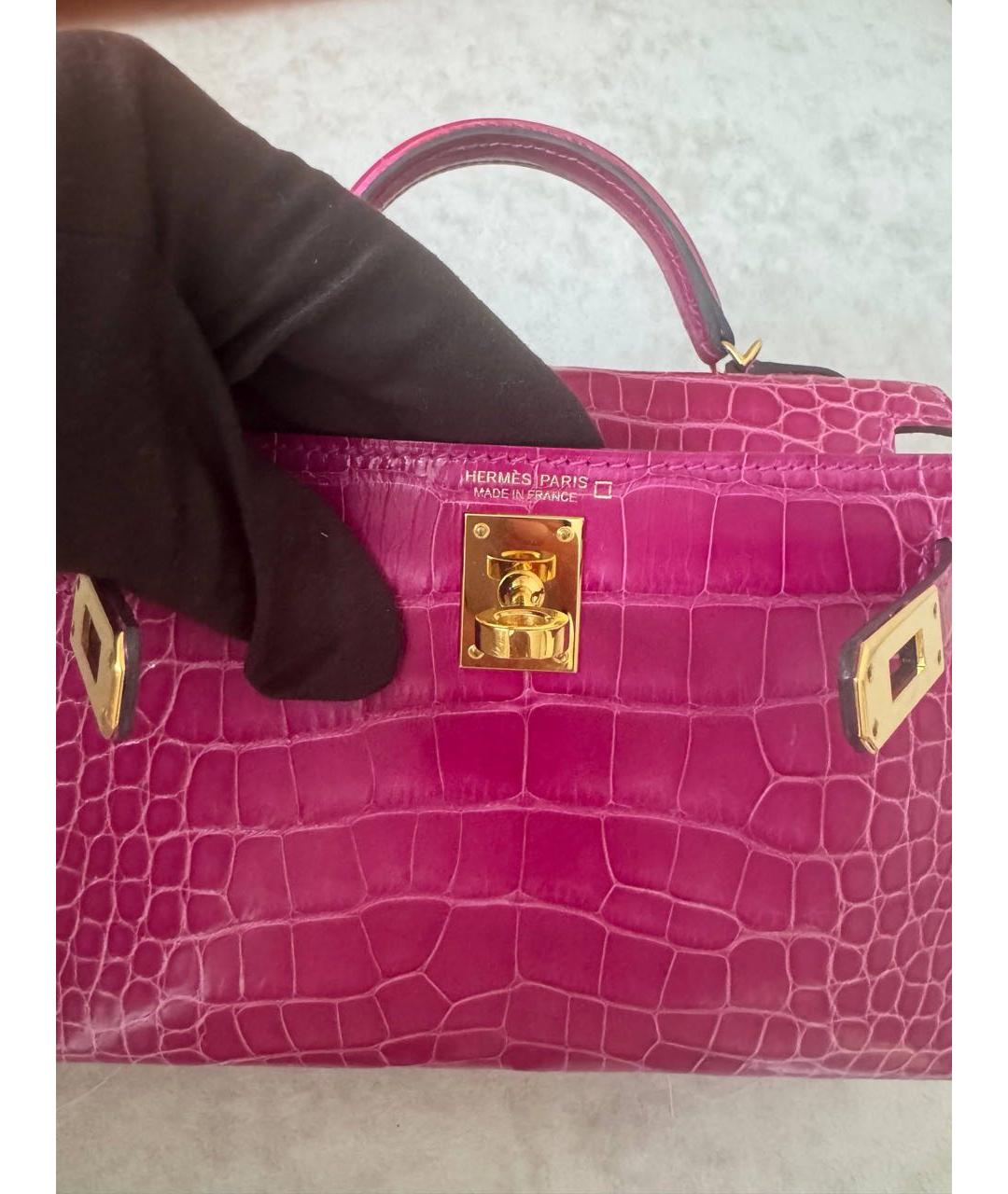 HERMES Розовая сумка через плечо из экзотической кожи, фото 2