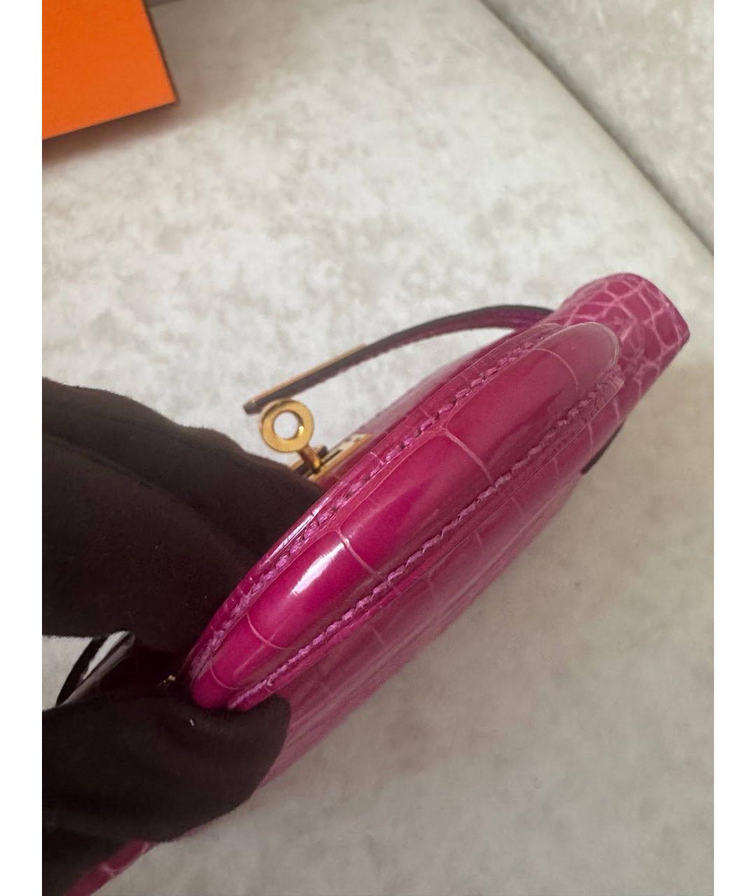 HERMES Розовая сумка через плечо из экзотической кожи, фото 3