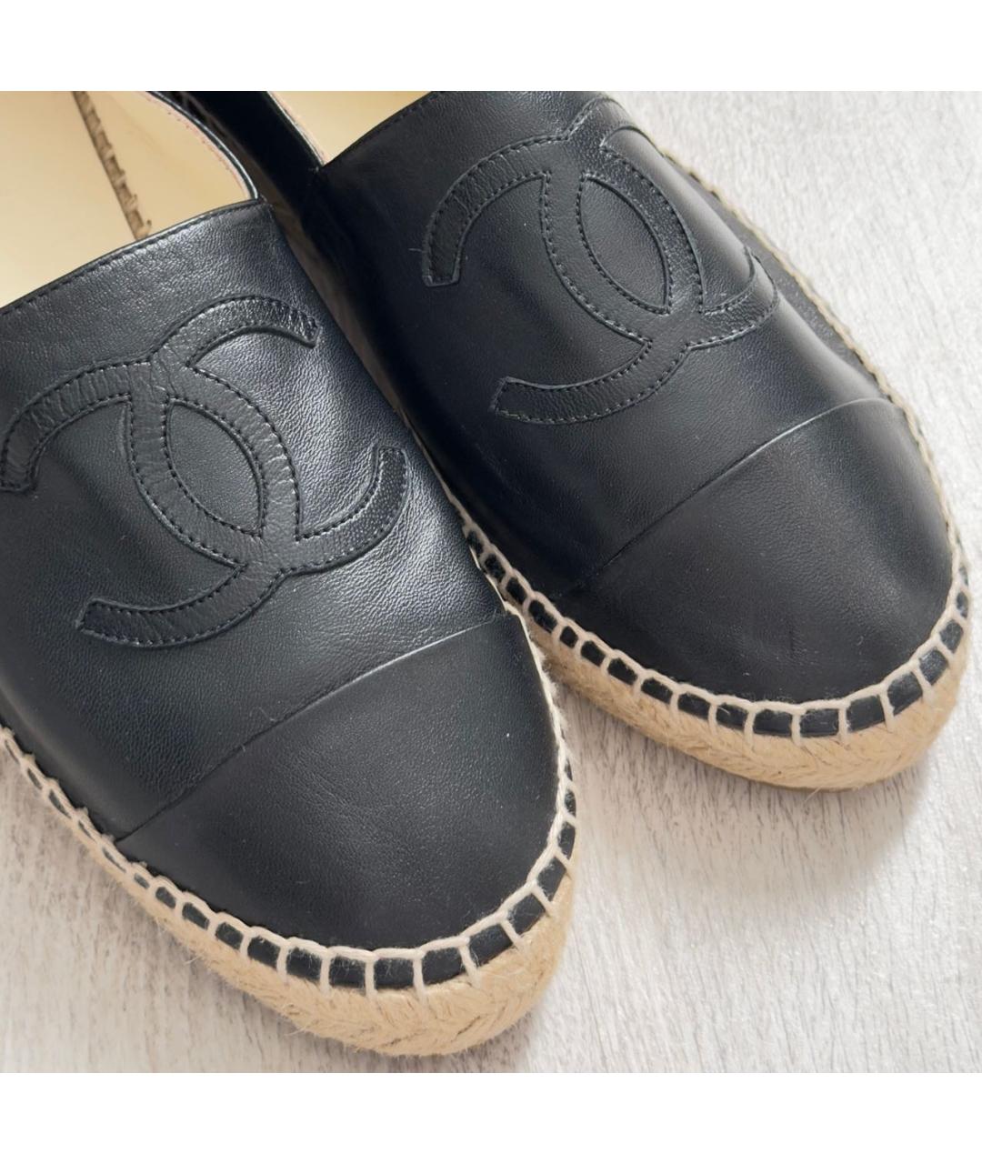 CHANEL Черные кожаные эспадрильи, фото 6