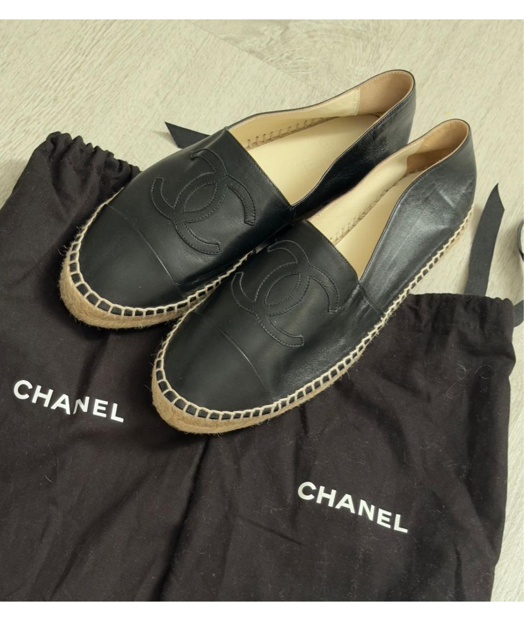 CHANEL Черные кожаные эспадрильи, фото 5