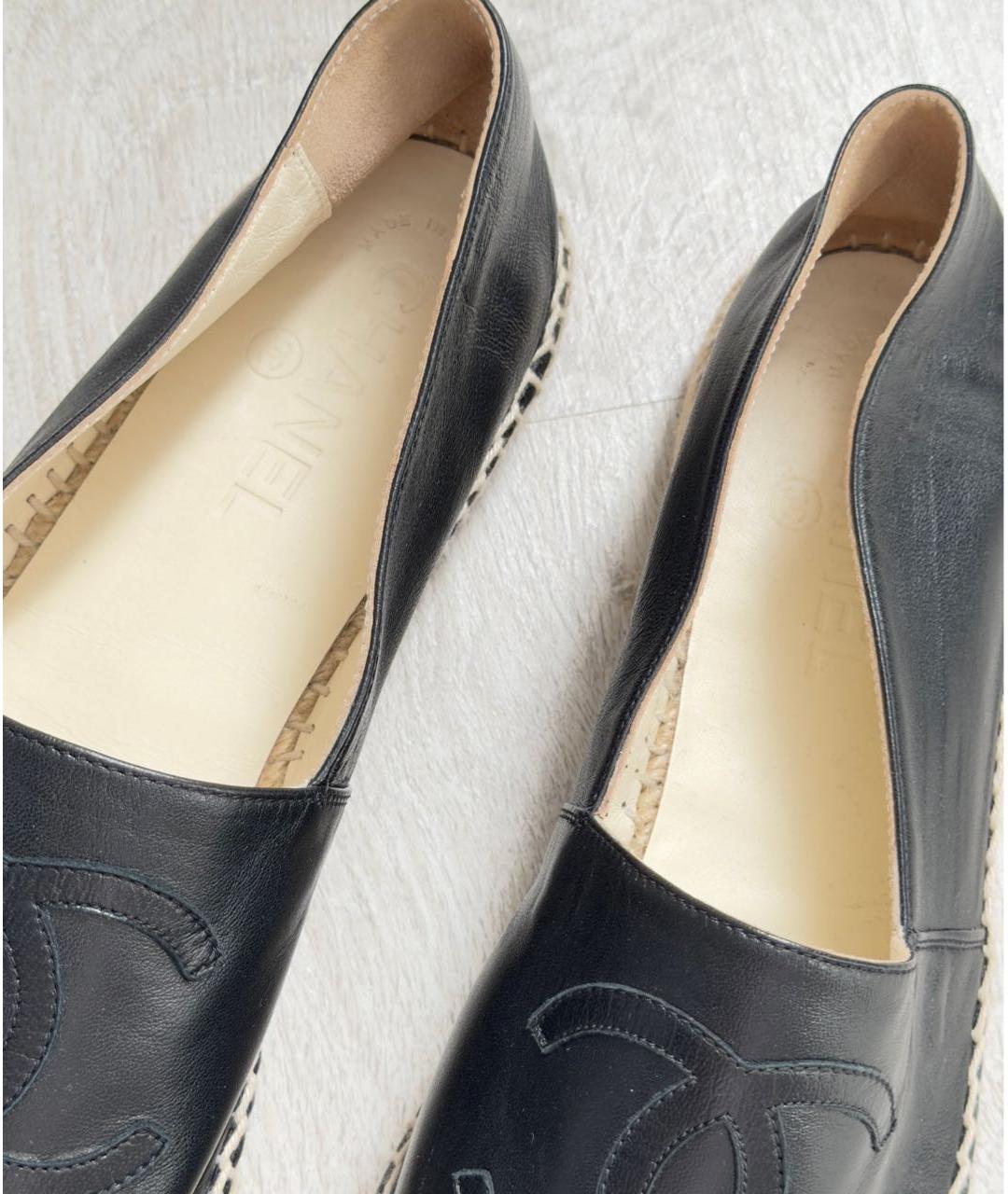 CHANEL Черные кожаные эспадрильи, фото 3