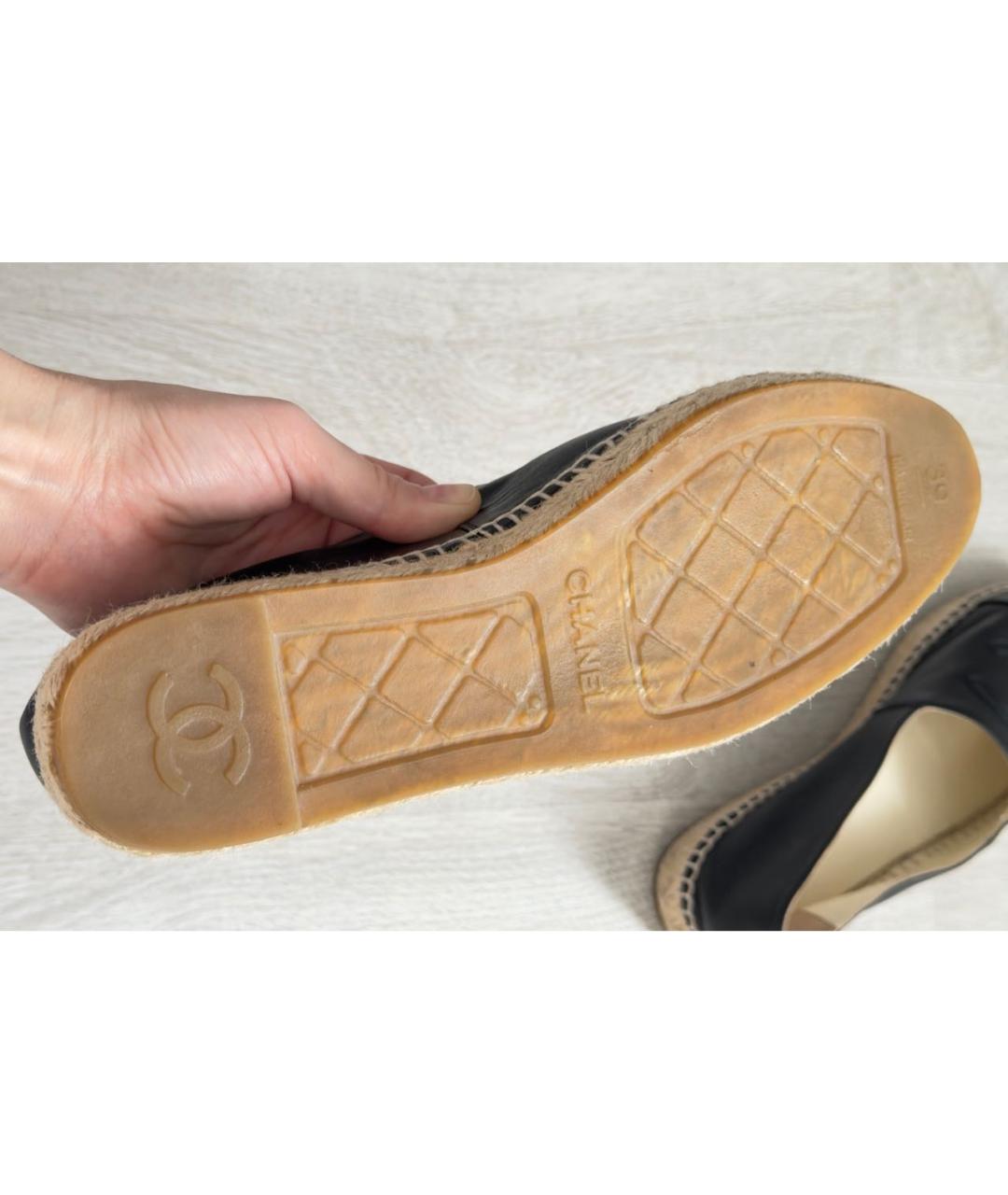 CHANEL Черные кожаные эспадрильи, фото 7