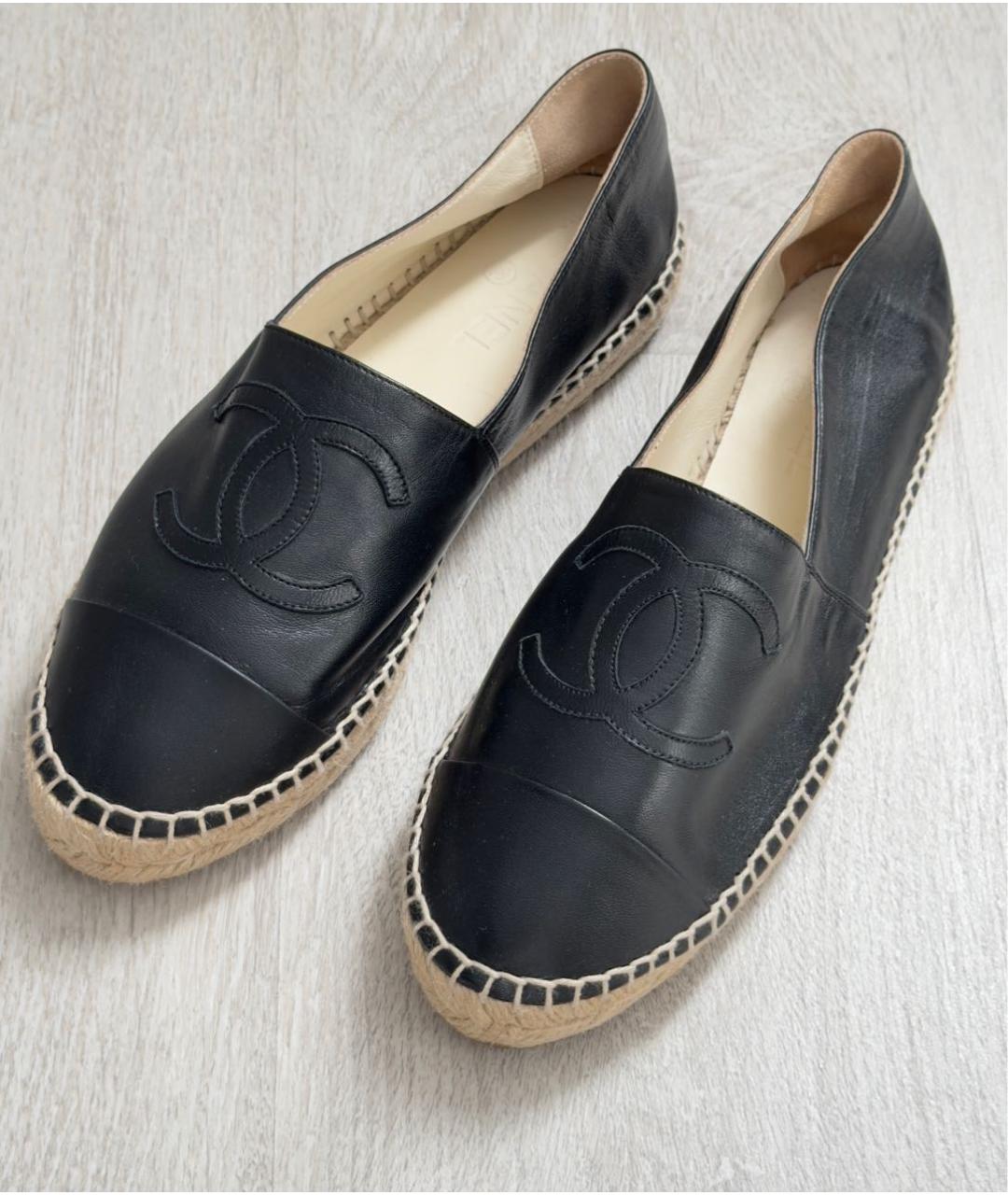 CHANEL Черные кожаные эспадрильи, фото 2