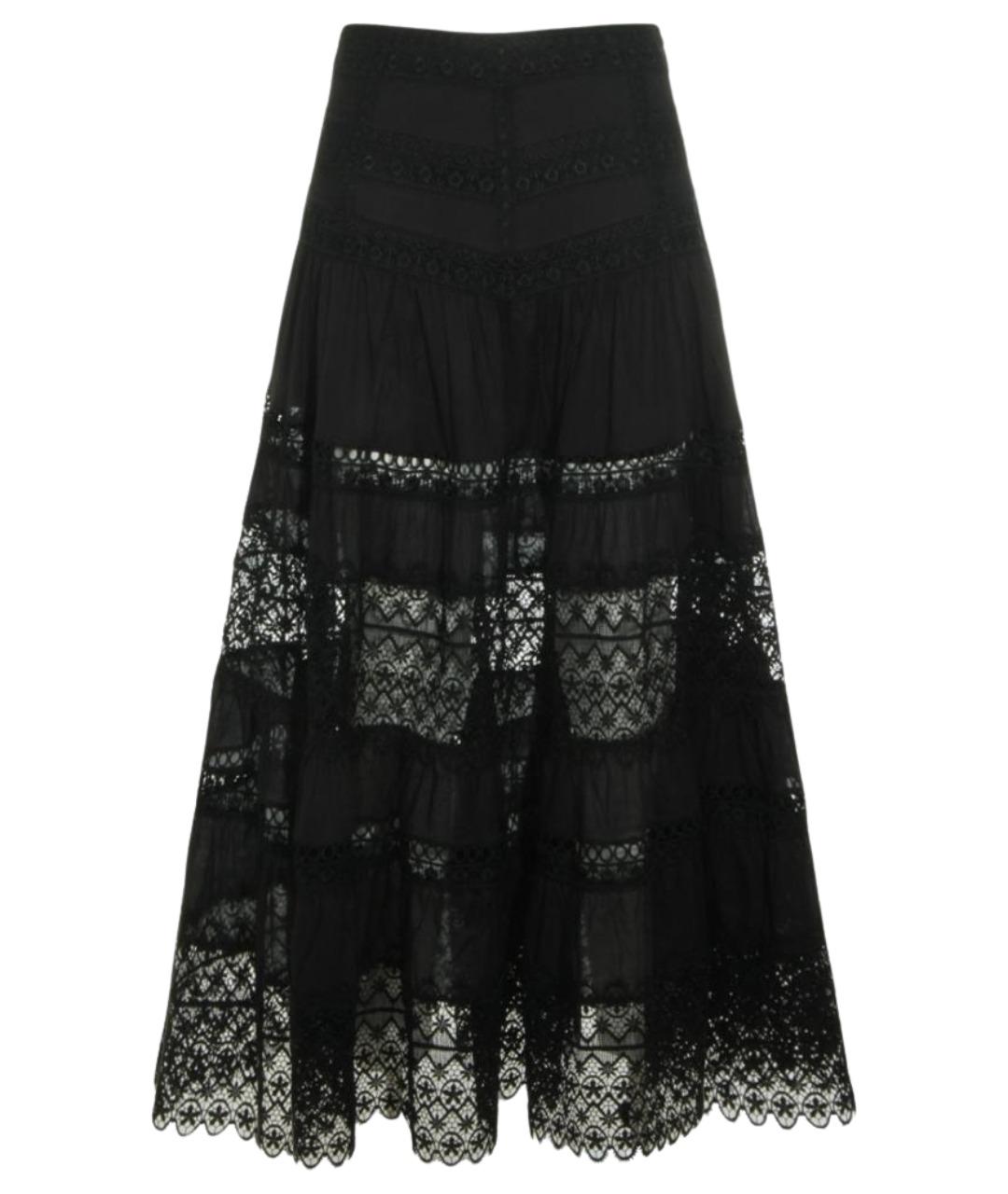 CHARO RUIZ Черная хлопковая юбка миди, фото 1