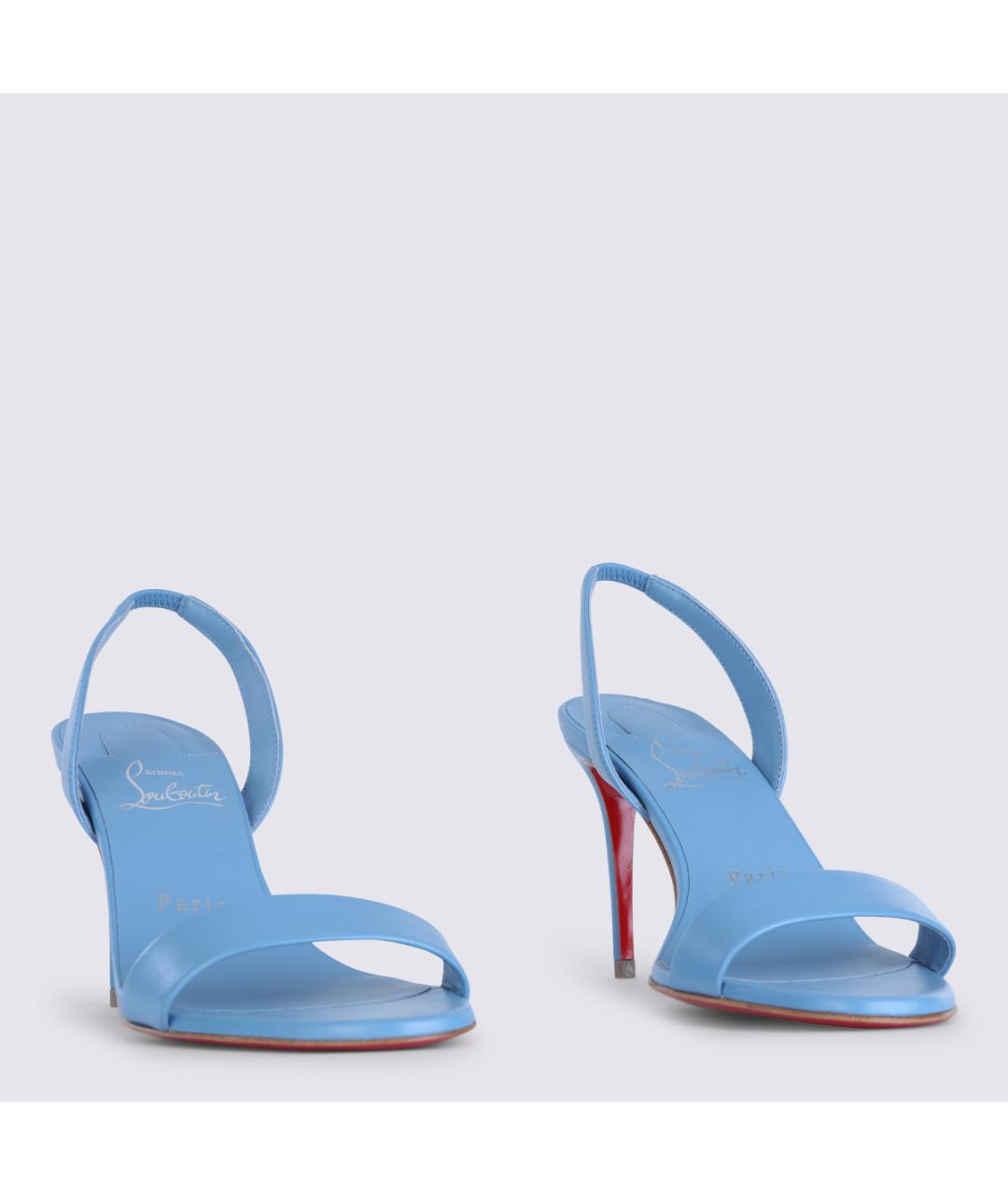 CHRISTIAN LOUBOUTIN Голубые кожаные босоножки, фото 2