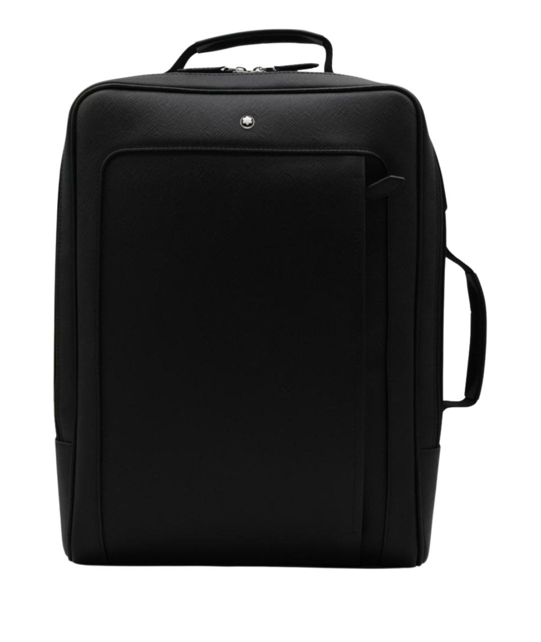 MONTBLANC Черный кожаный рюкзак, фото 1