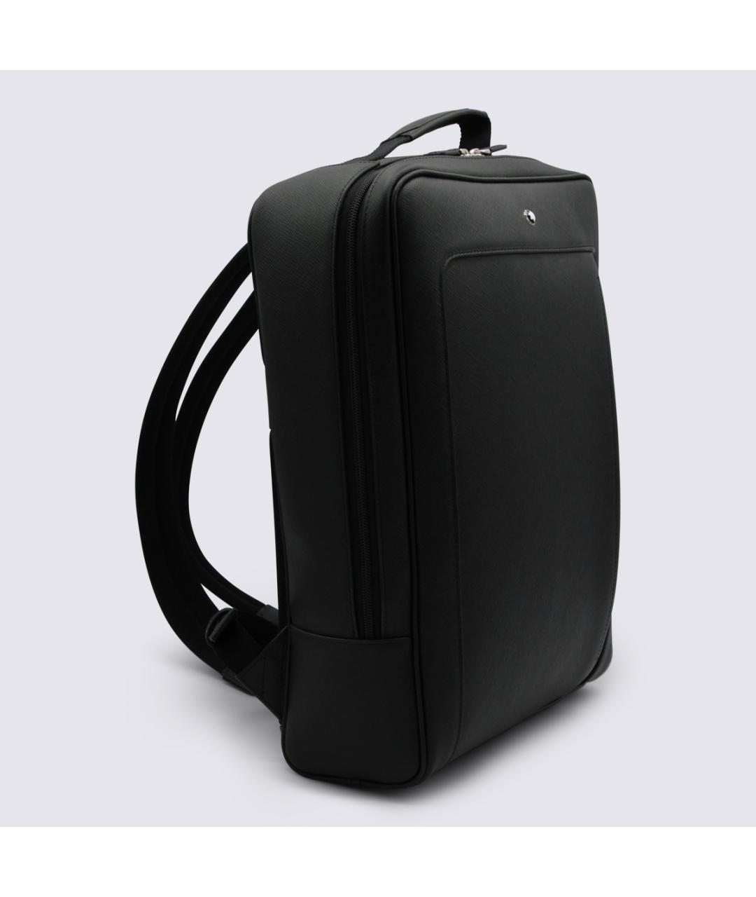MONTBLANC Черный кожаный рюкзак, фото 2