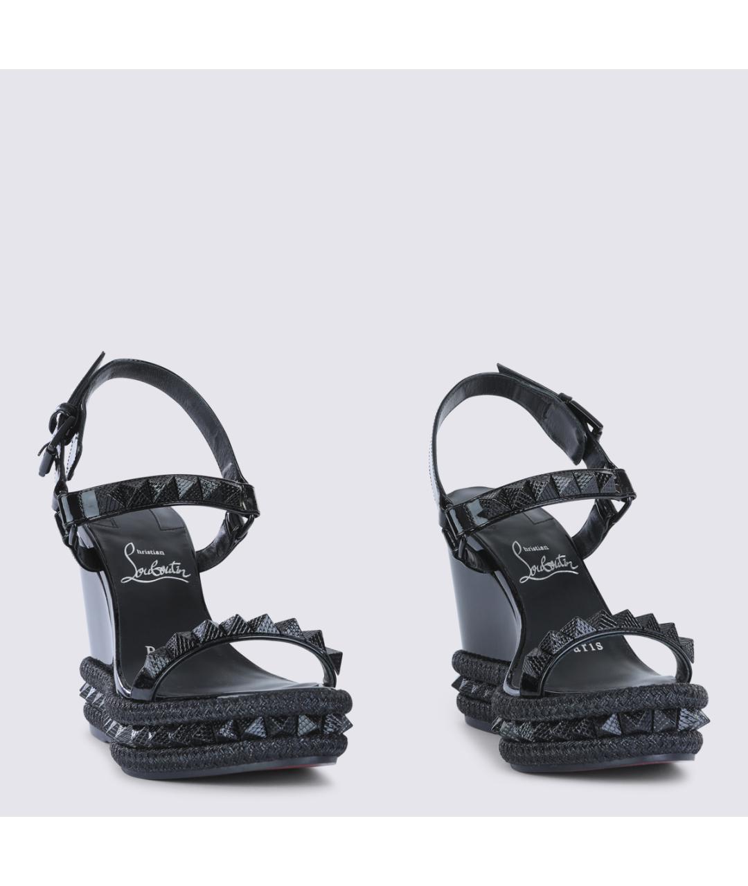 CHRISTIAN LOUBOUTIN Черные кожаные босоножки, фото 2