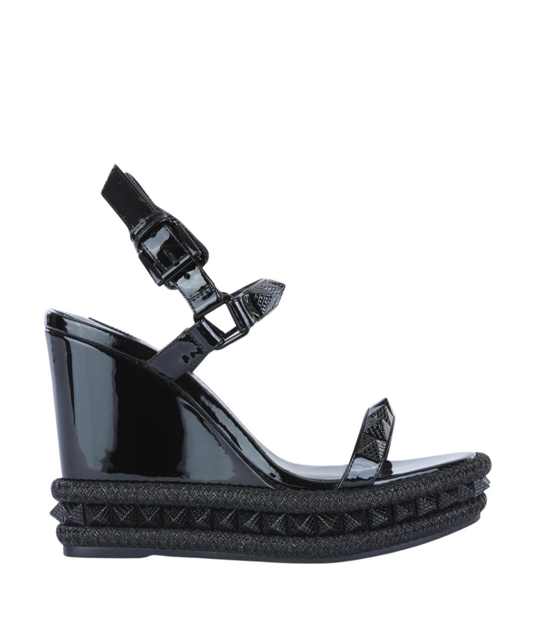 CHRISTIAN LOUBOUTIN Черные кожаные босоножки, фото 1