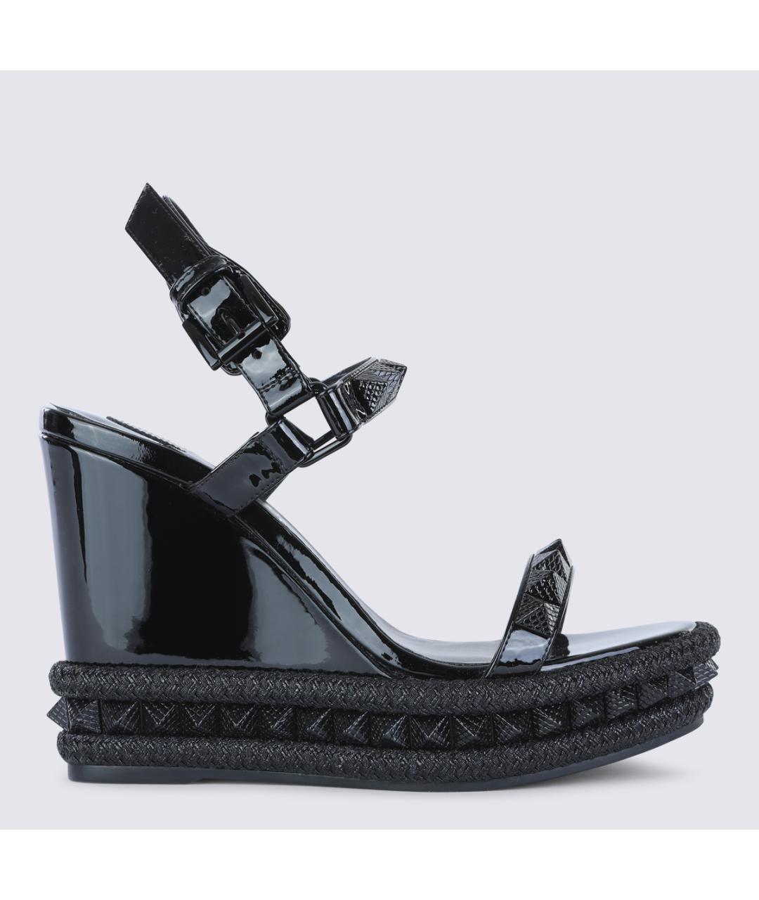 CHRISTIAN LOUBOUTIN Черные кожаные босоножки, фото 5