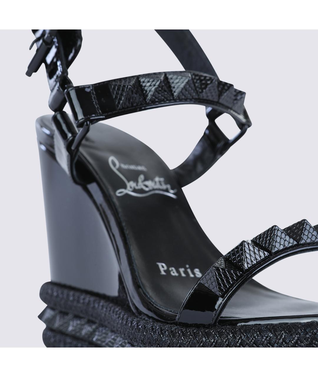 CHRISTIAN LOUBOUTIN Черные кожаные босоножки, фото 4