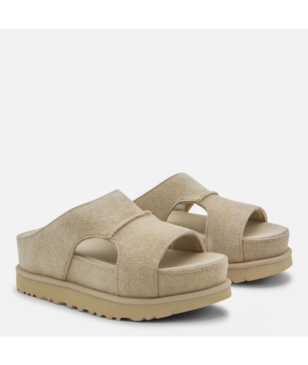 UGG AUSTRALIA Бежевые кожаные сандалии, фото 2