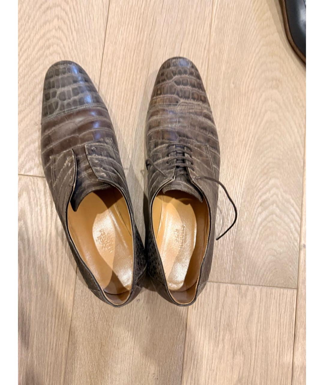 HERMES Коричневые туфли из экзотической кожи, фото 3