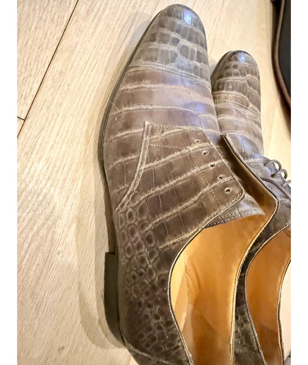 HERMES Коричневые туфли из экзотической кожи, фото 4