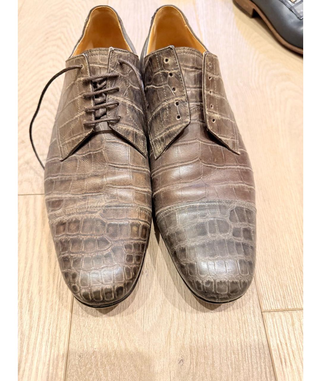 HERMES Коричневые туфли из экзотической кожи, фото 5