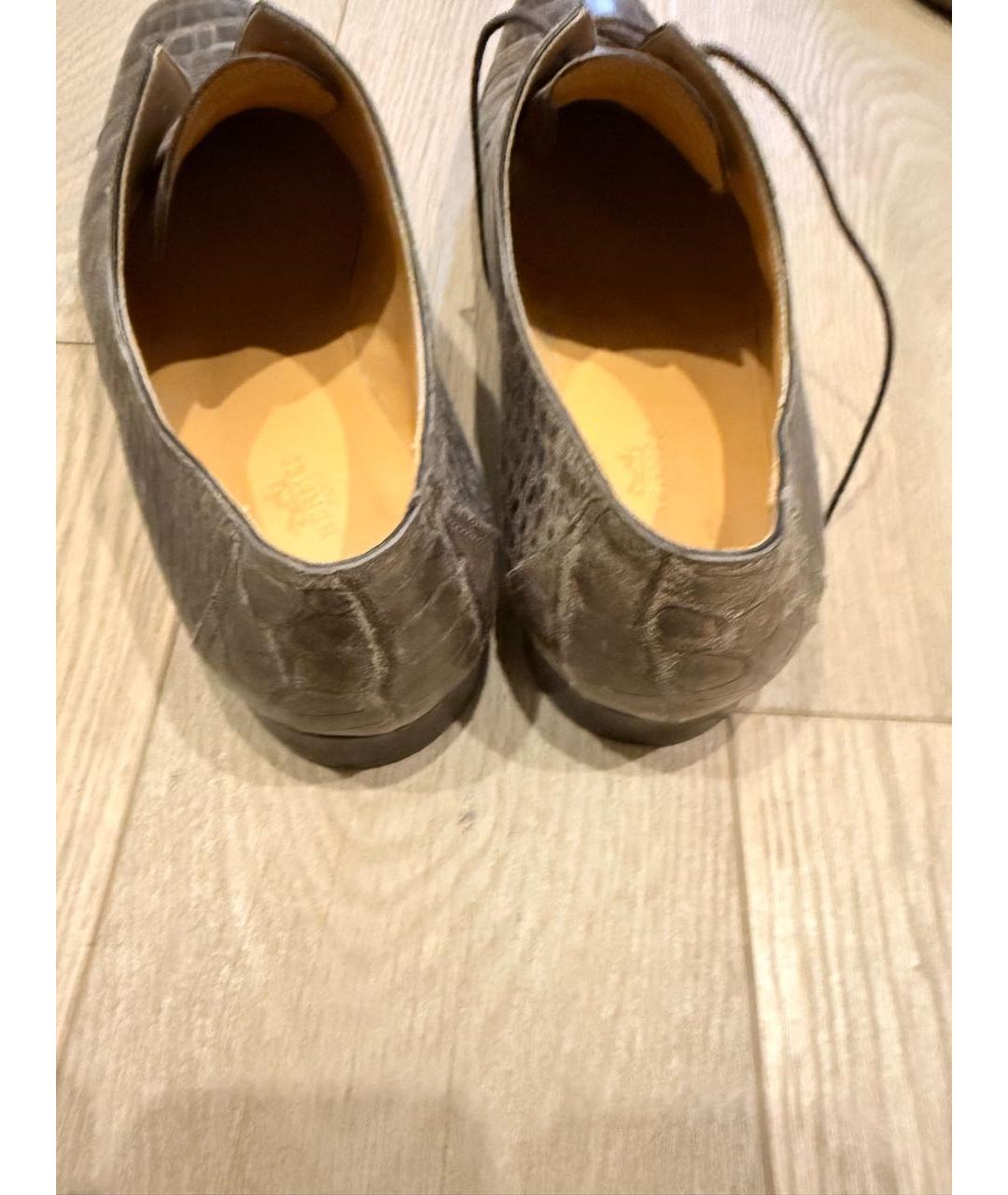 HERMES Коричневые туфли из экзотической кожи, фото 2