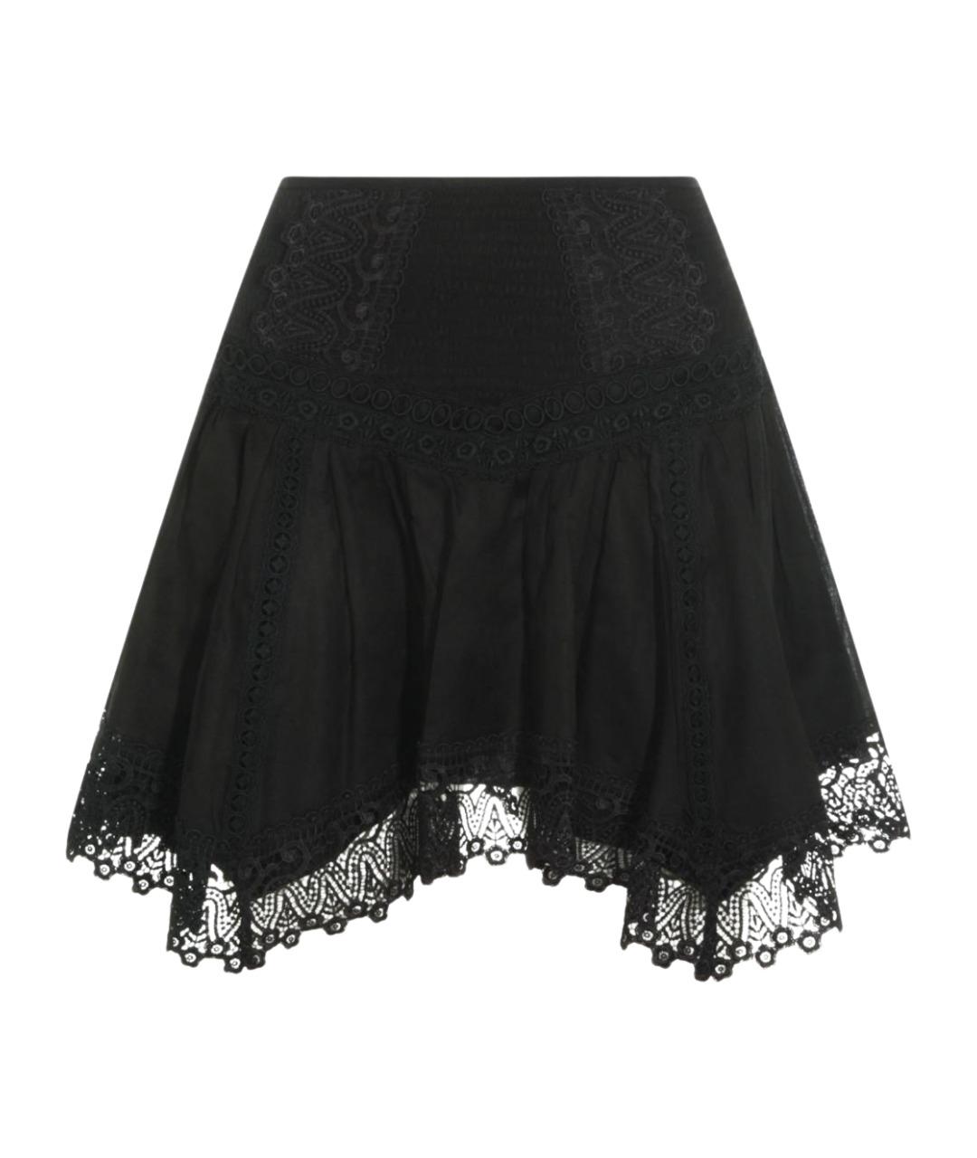 CHARO RUIZ Черная хлопковая юбка мини, фото 1