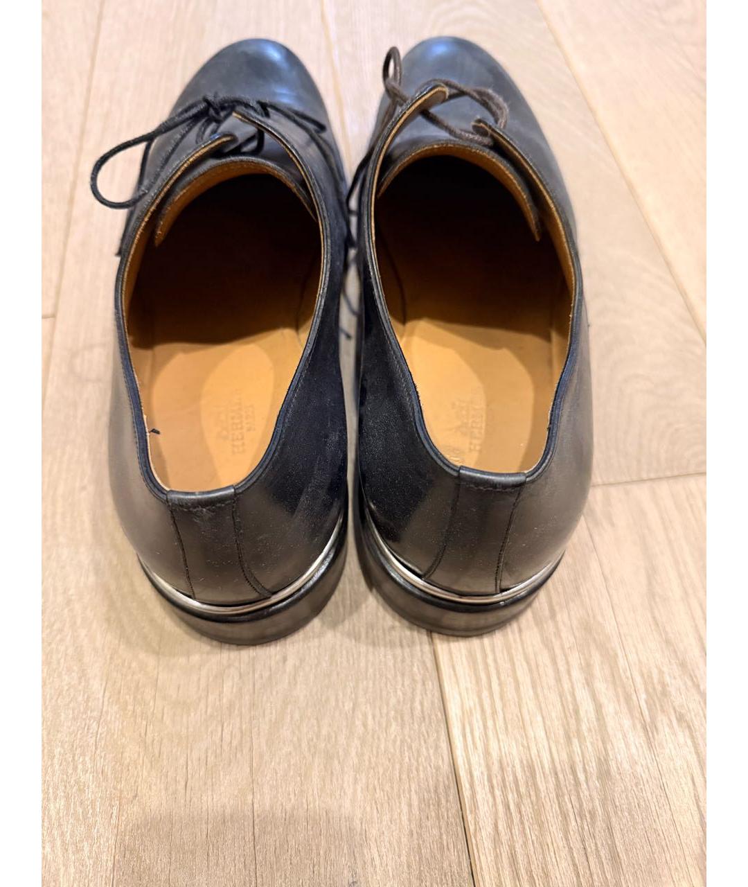 HERMES Темно-синие кожаные туфли, фото 4