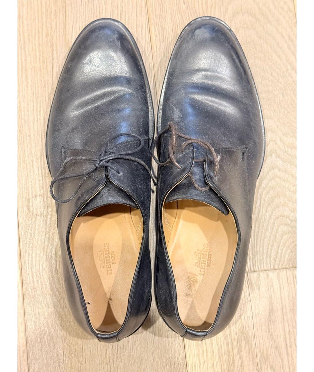 HERMES Темно-синие кожаные туфли, фото 3