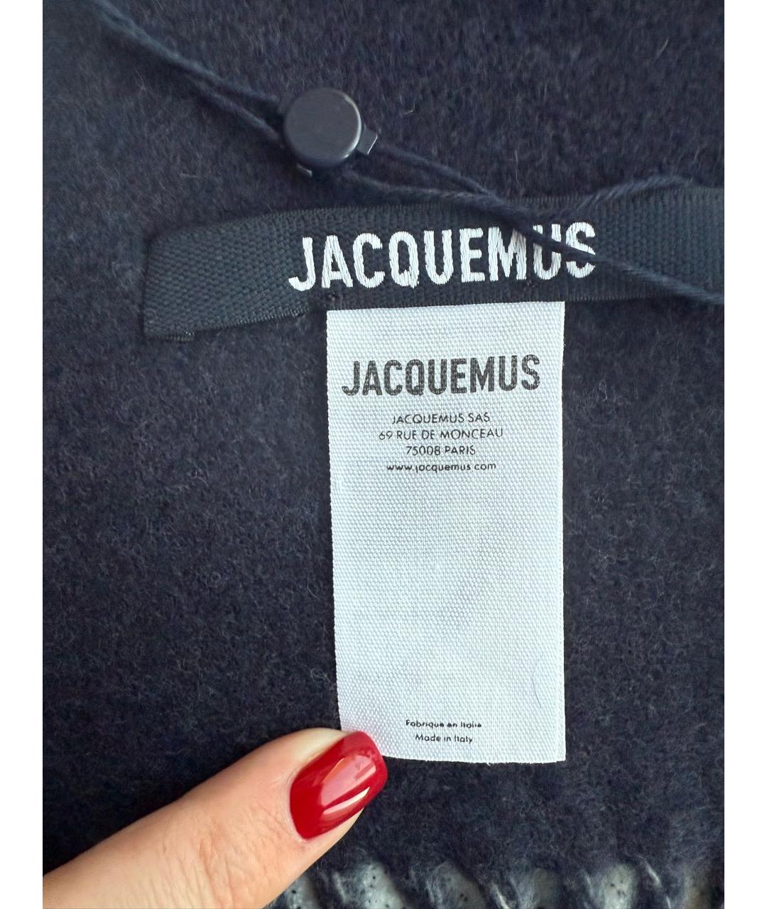 JACQUEMUS Темно-синий шерстяной шарф, фото 3