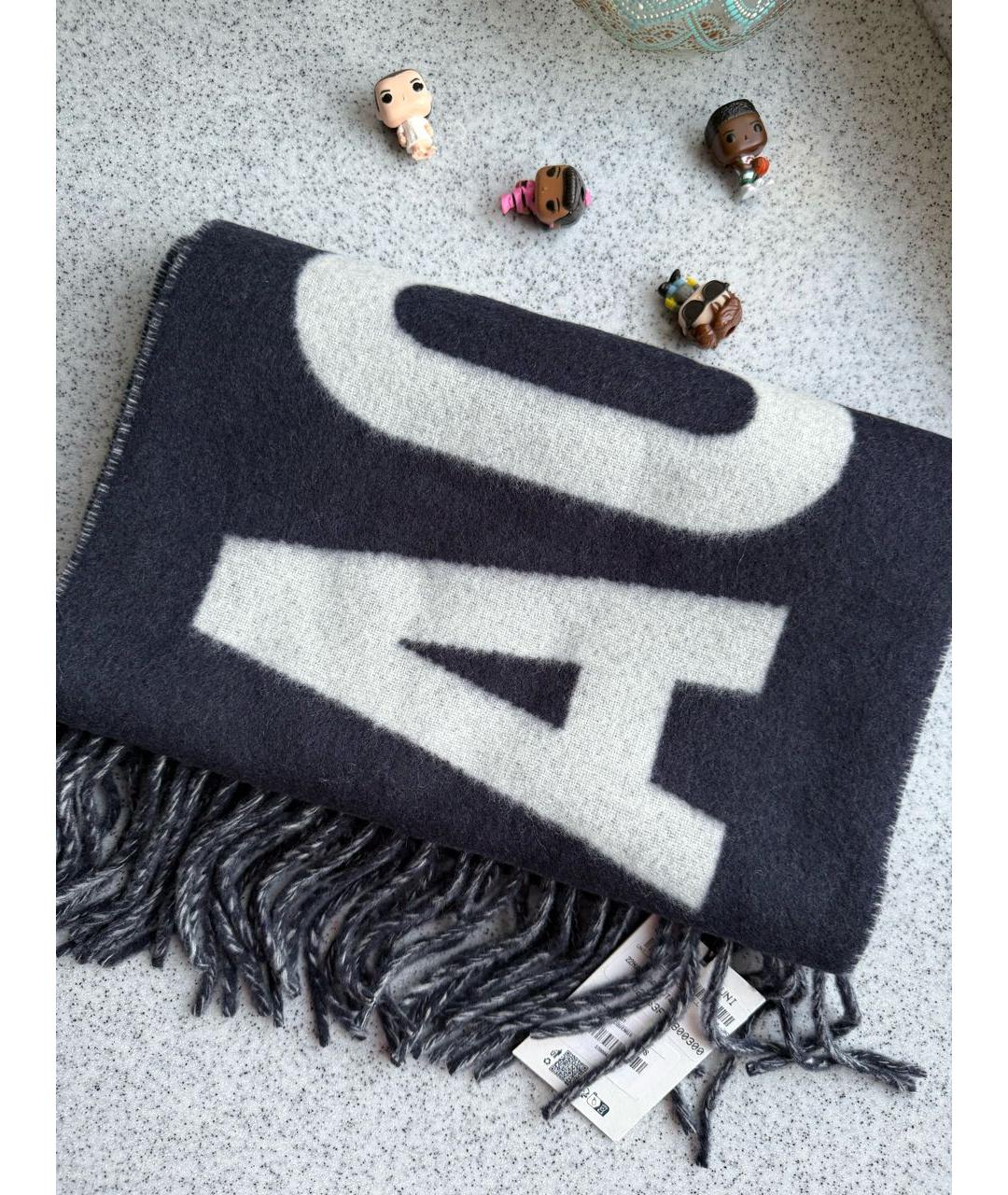 JACQUEMUS Темно-синий шерстяной шарф, фото 2