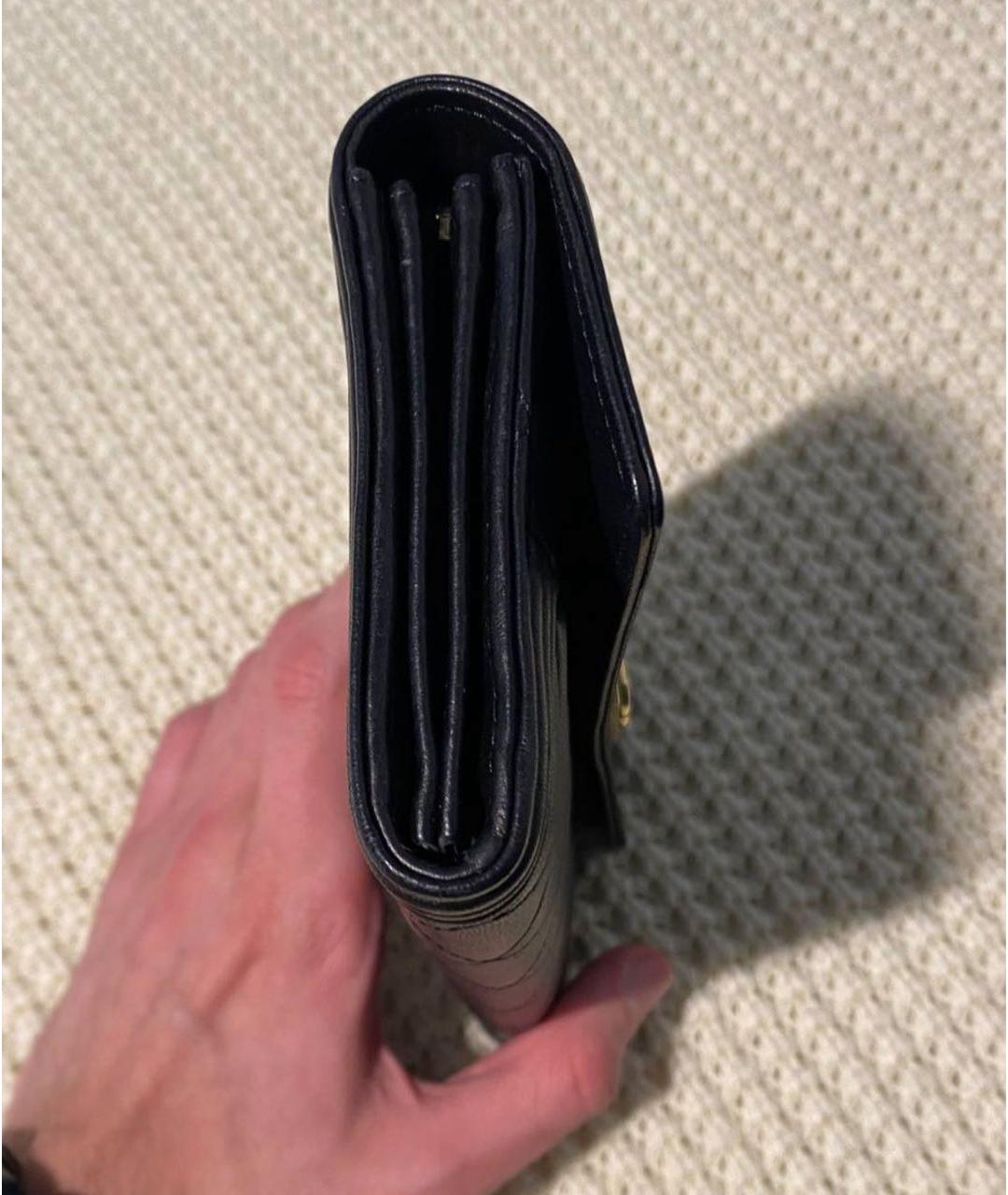 CHANEL Черный кожаный кошелек, фото 3