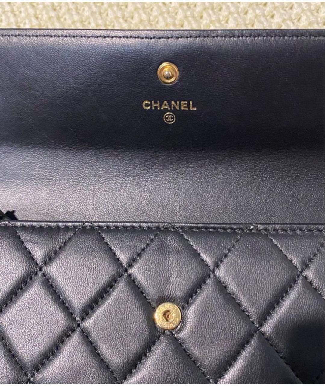 CHANEL Черный кожаный кошелек, фото 5