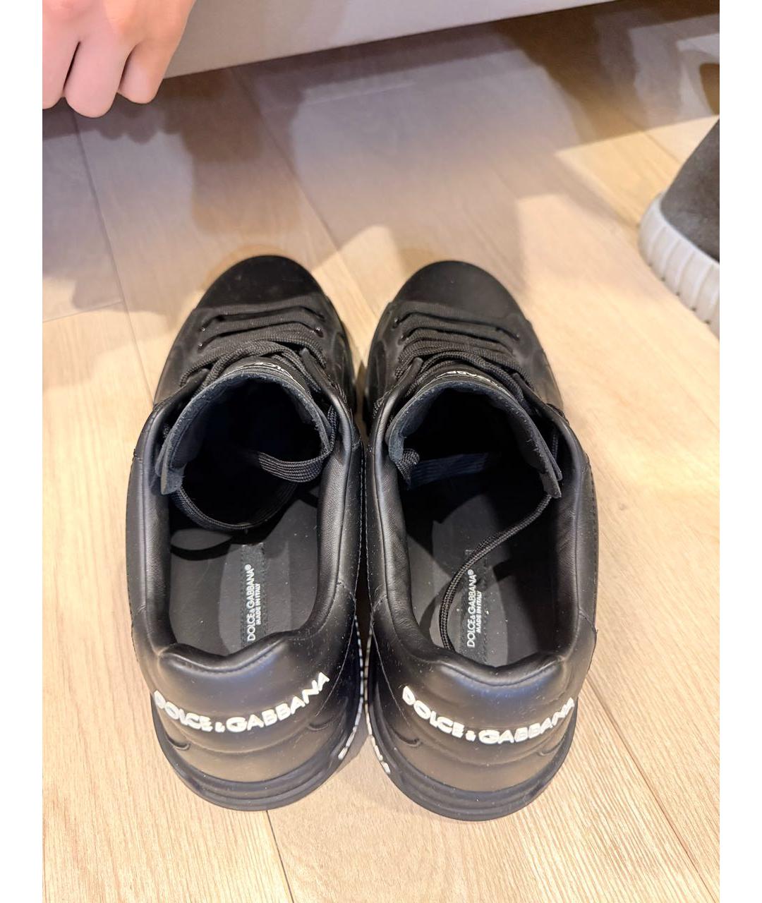 DOLCE&GABBANA Черные кожаные низкие кроссовки / кеды, фото 4