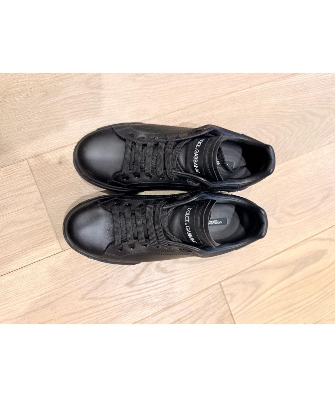 DOLCE&GABBANA Черные кожаные низкие кроссовки / кеды, фото 3