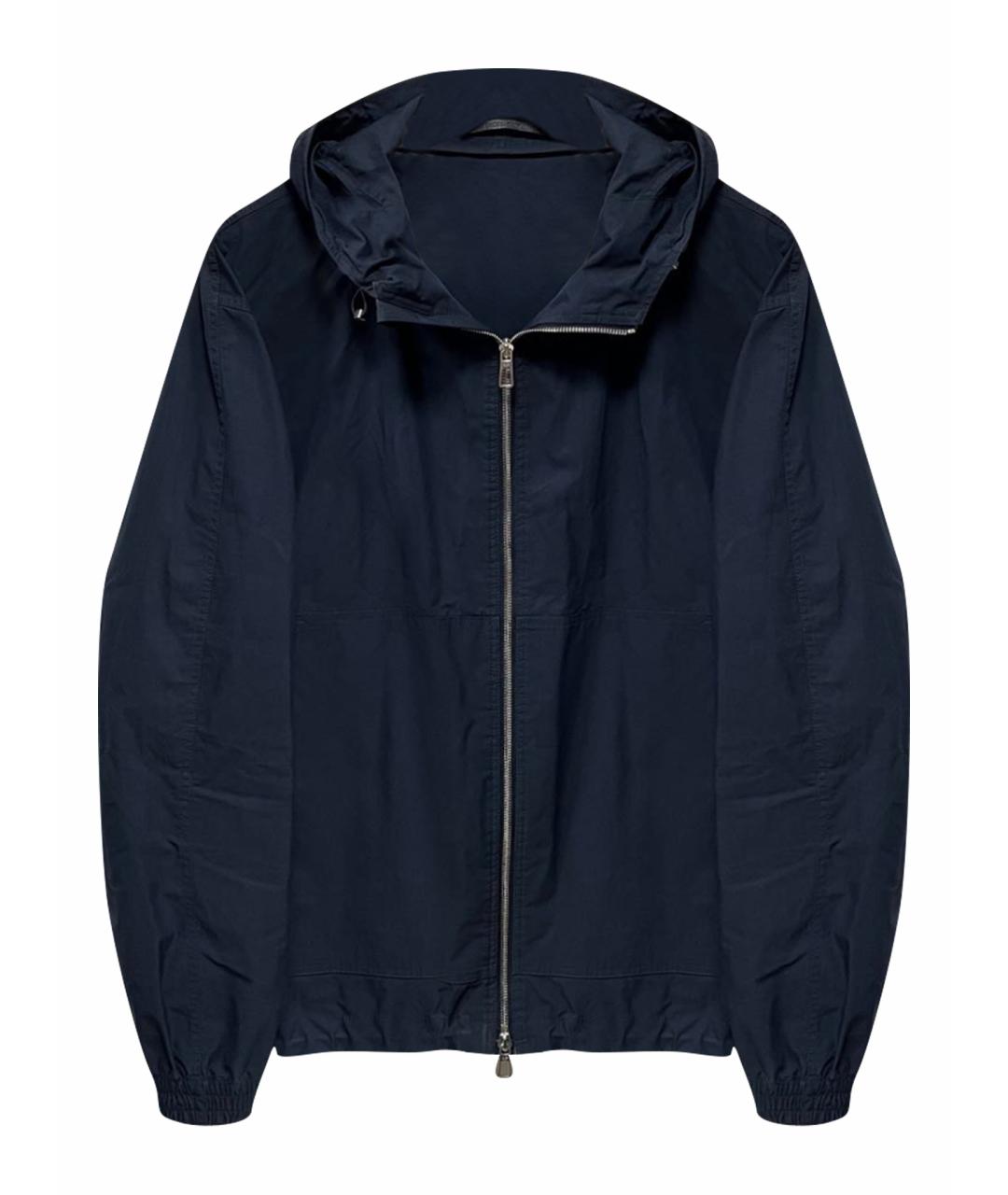 LORO PIANA Темно-синяя хлопковая куртка, фото 1