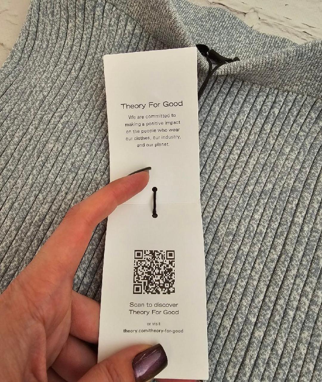 THEORY Голубая вискозная юбка макси, фото 5