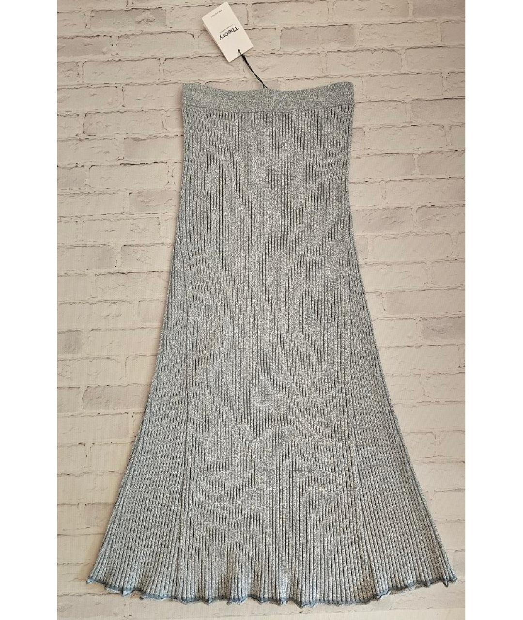 THEORY Голубая вискозная юбка макси, фото 2