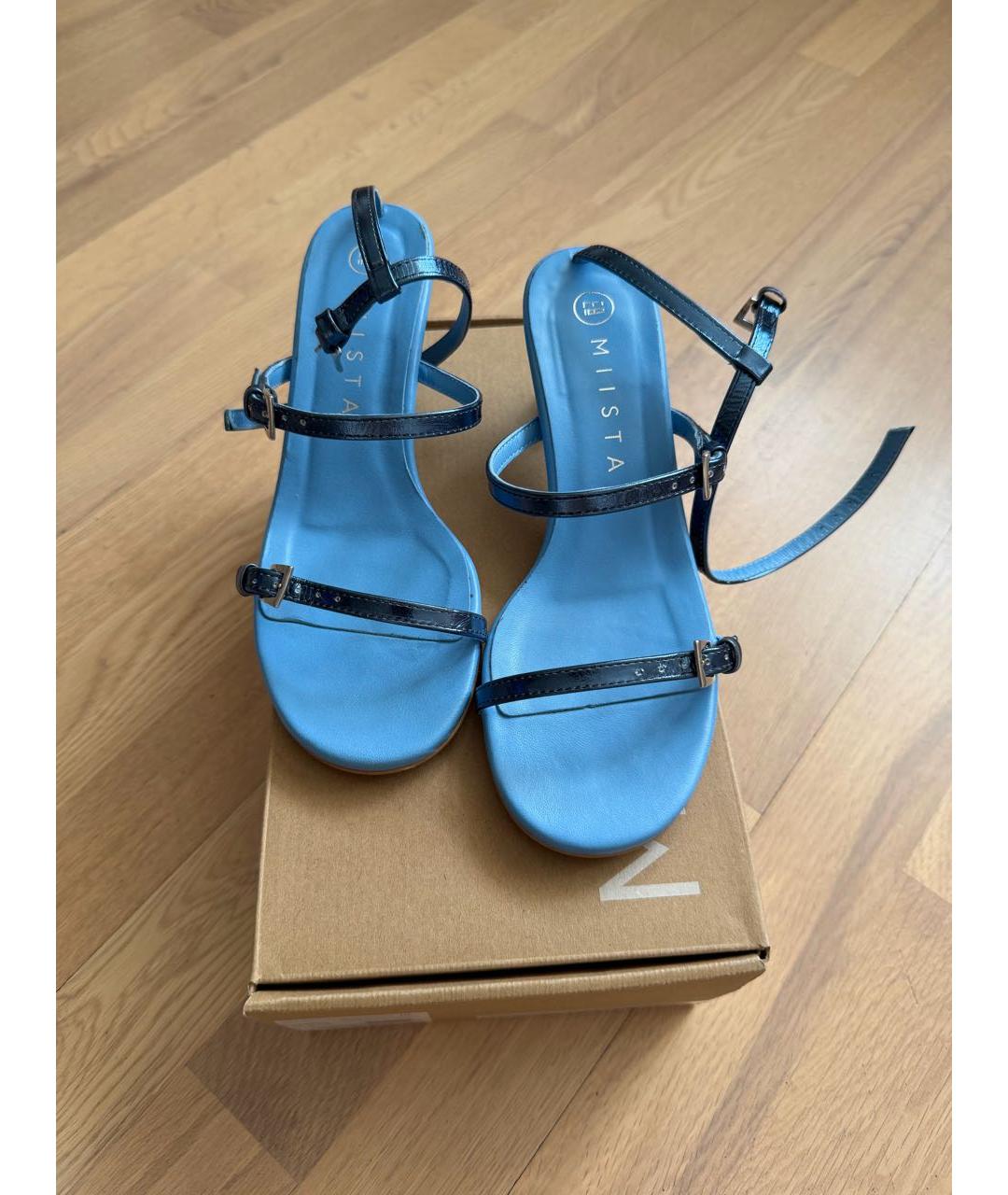 MIISTA Голубые босоножки из лакированной кожи, фото 5