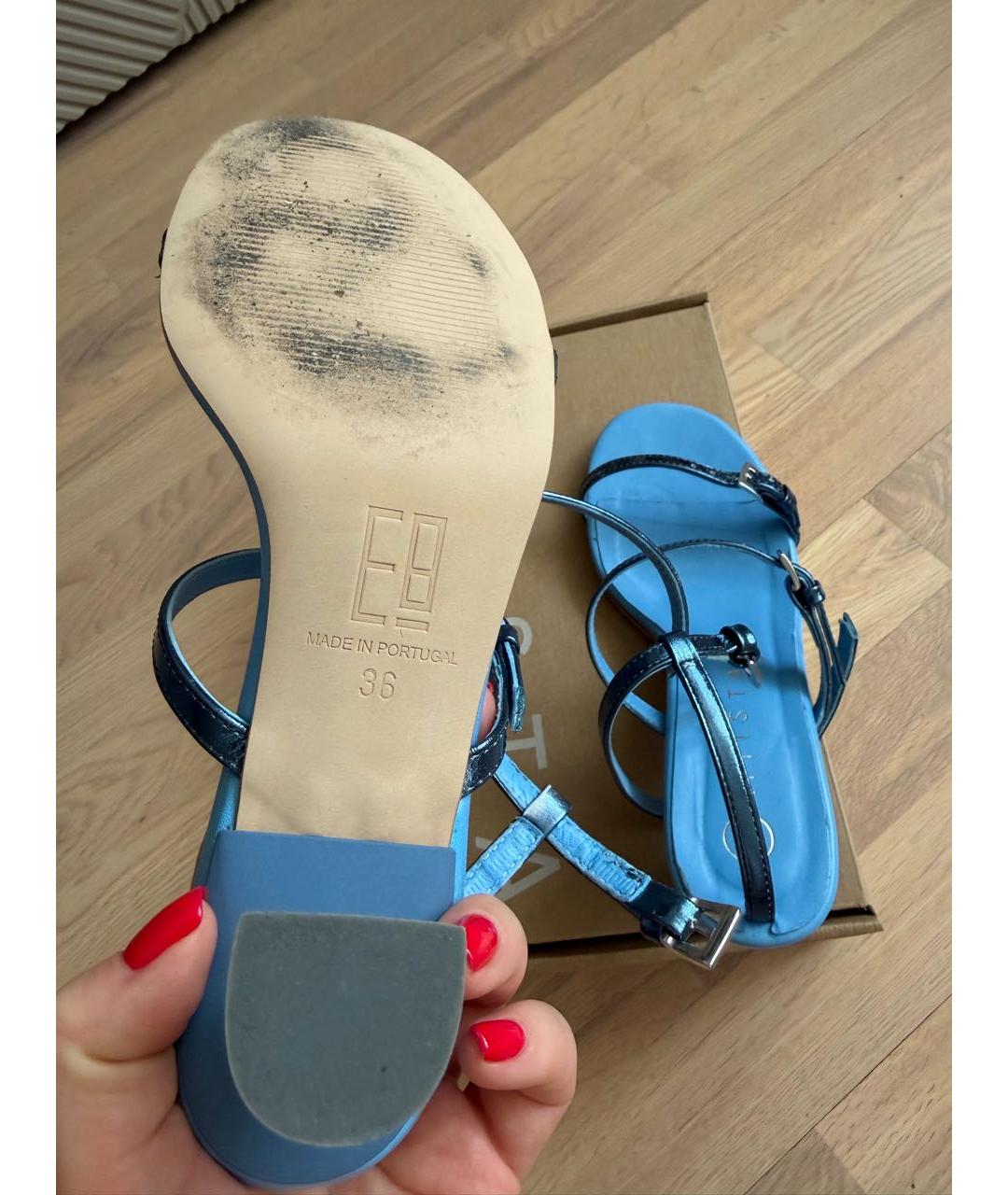 MIISTA Голубые босоножки из лакированной кожи, фото 4