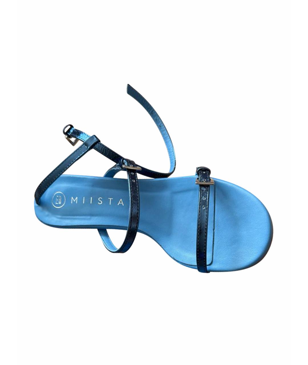MIISTA Голубые босоножки из лакированной кожи, фото 1