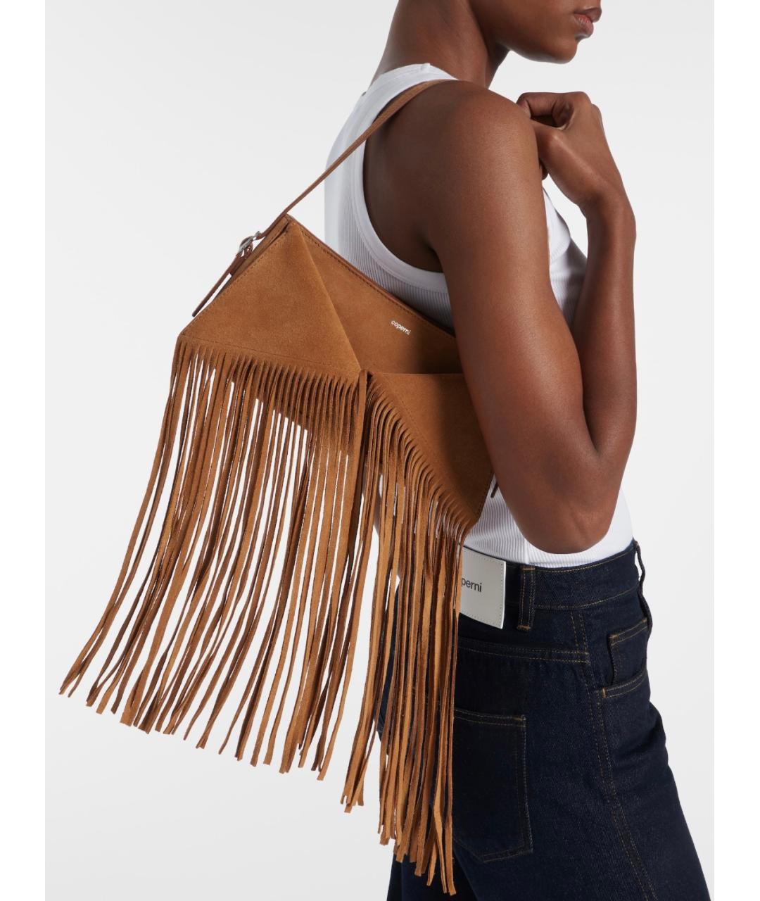 COPERNI Коричневая замшевая сумка с короткими ручками, фото 2