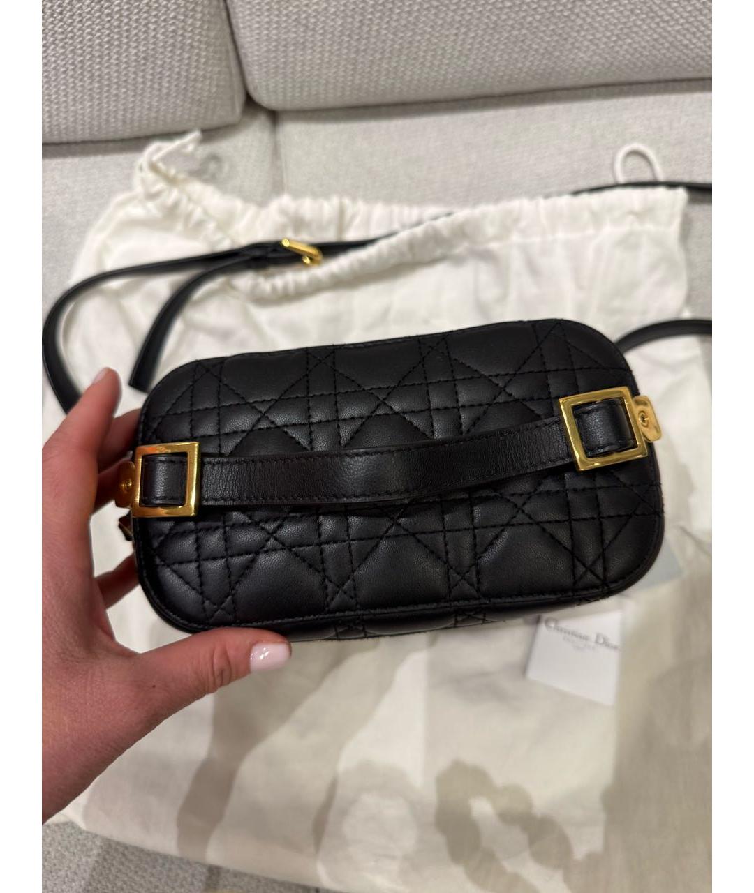 CHRISTIAN DIOR Черная кожаная сумка через плечо, фото 3