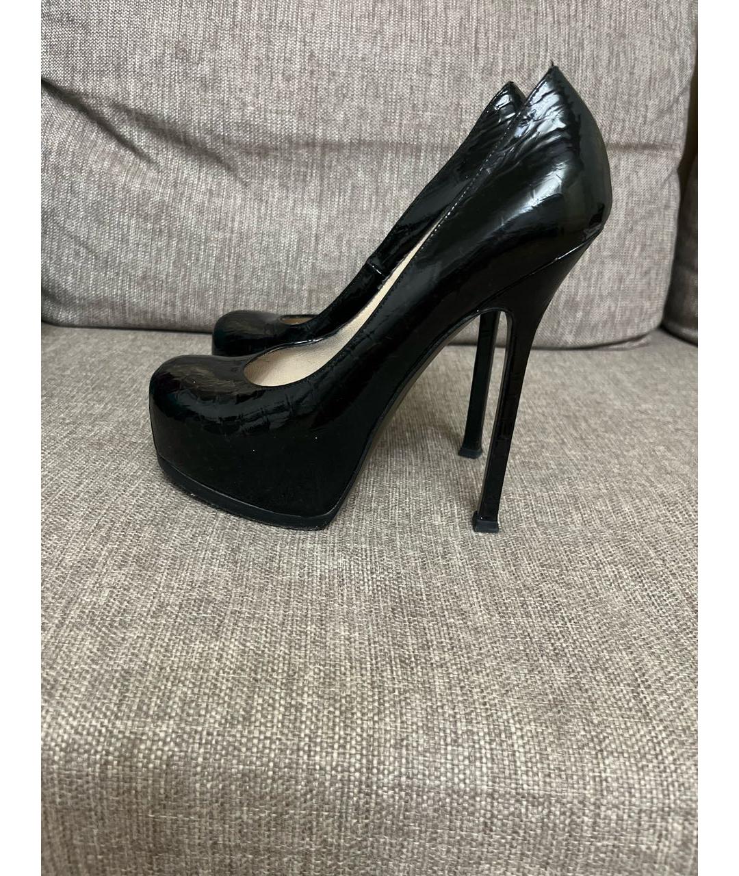 SAINT LAURENT Коричневые туфли из лакированной кожи, фото 5