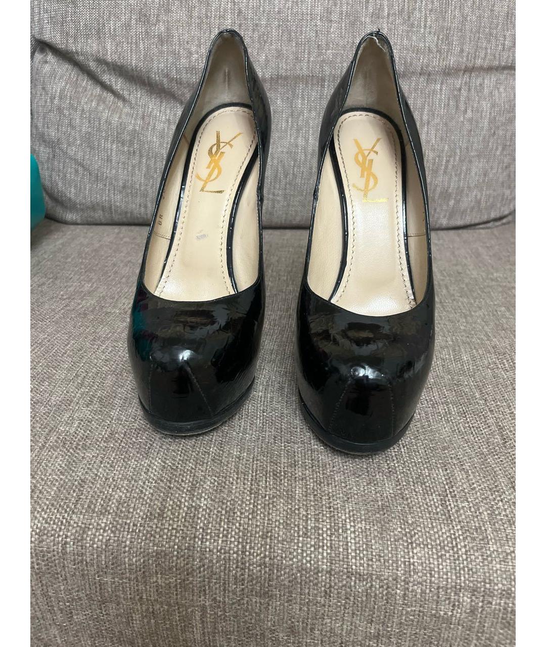 SAINT LAURENT Коричневые туфли из лакированной кожи, фото 2