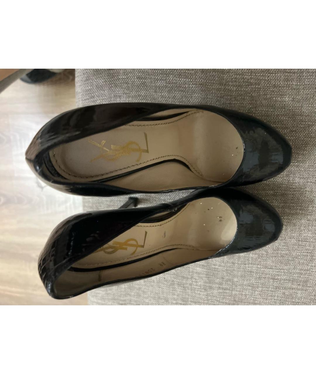 SAINT LAURENT Коричневые туфли из лакированной кожи, фото 3