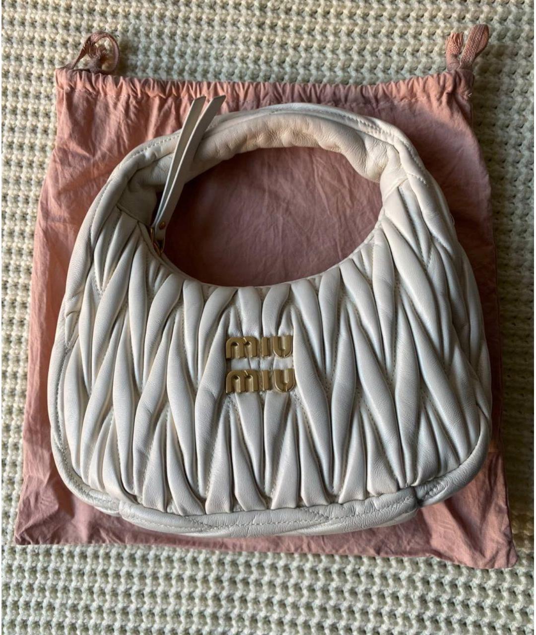 MIU MIU Бежевая кожаная сумка через плечо, фото 2